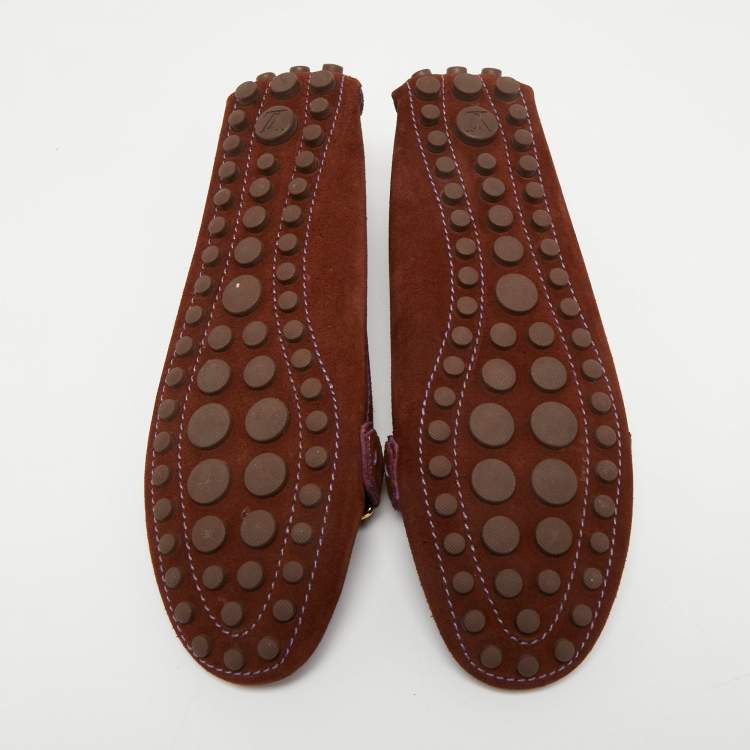 Pre Owned Louis Vuitton Brown Suede Oxford Loafers Size 39.5