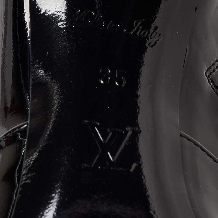 Pre Owned Louis Vuitton Black Patent Leather Silhouette Ankle Boots Size 35