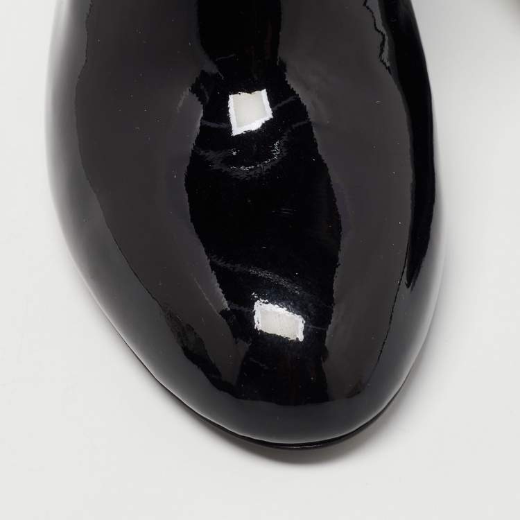Pre Owned Louis Vuitton Black Patent Leather Silhouette Ankle Boots Size 35