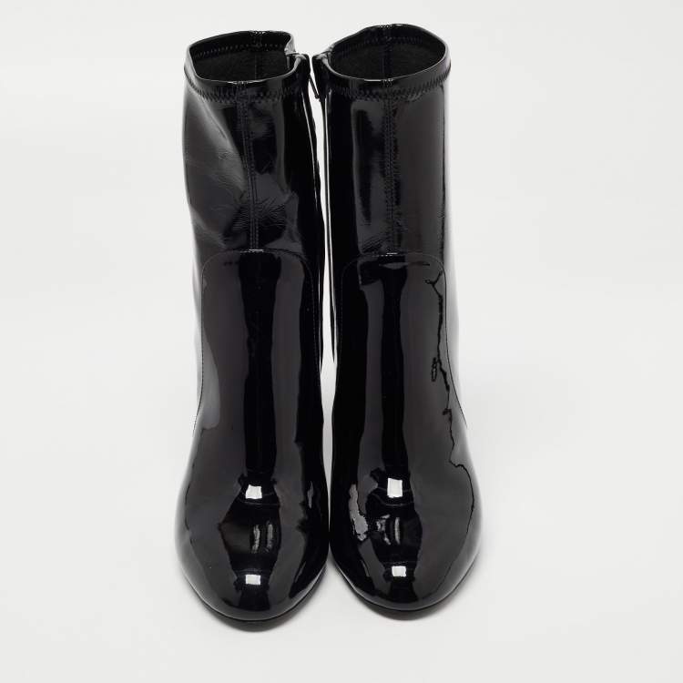 Pre Owned Louis Vuitton Black Patent Leather Silhouette Ankle Boots Size 35