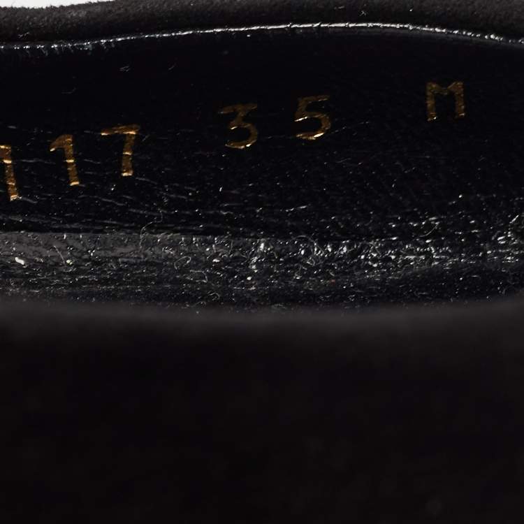 Pre Owned Louis Vuitton Black Suede Ballet Flats Size 35