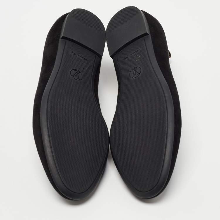Pre Owned Louis Vuitton Black Suede Ballet Flats Size 35