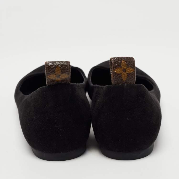 Pre Owned Louis Vuitton Black Suede Ballet Flats Size 35