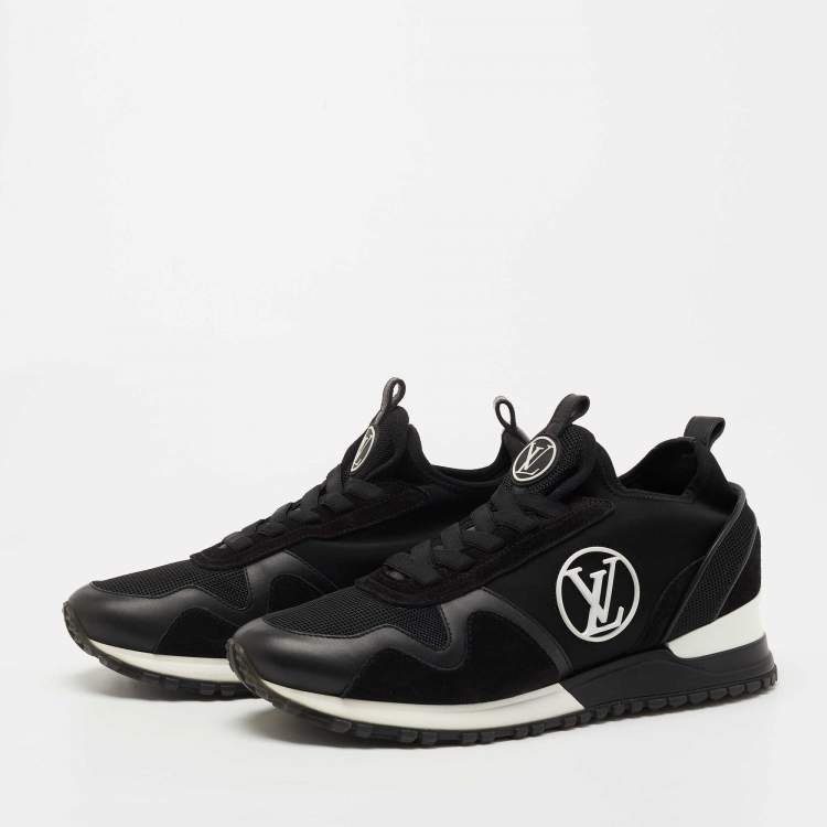 Pre Owned Louis Vuitton Black Leather and Mesh Run Away Low Top Sneakers Size 39.5