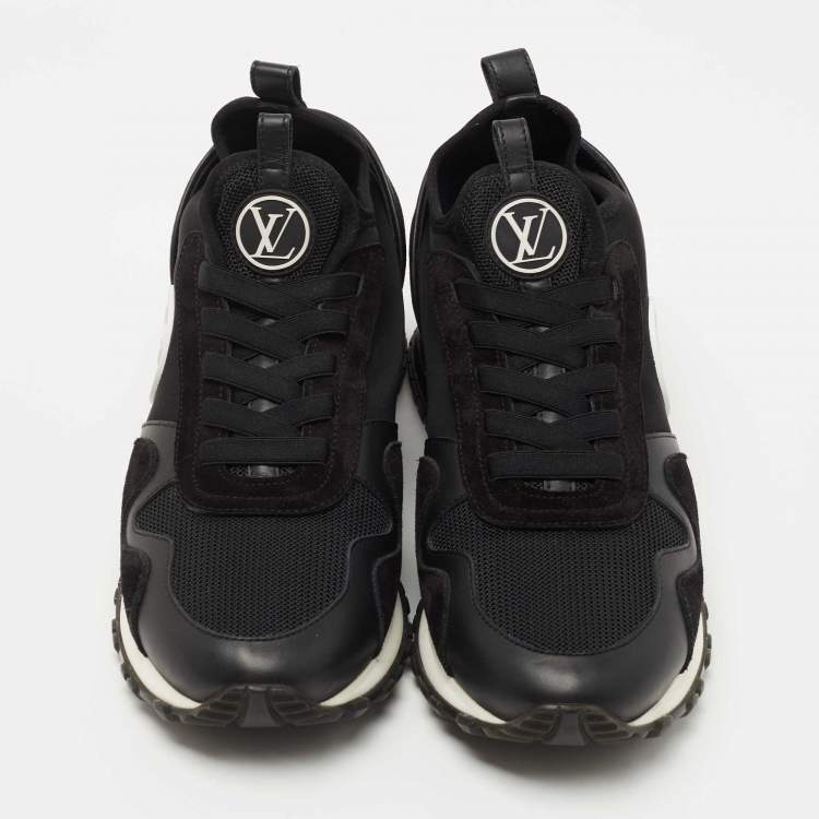 Pre Owned Louis Vuitton Black Leather and Mesh Run Away Low Top Sneakers Size 39.5