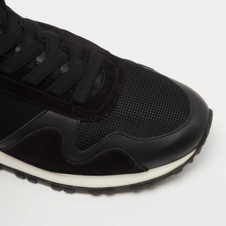 Pre Owned Louis Vuitton Black Leather and Mesh Run Away Low Top Sneakers Size 39.5