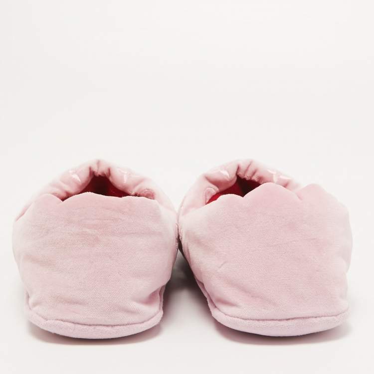 Pre Owned Louis Vuitton Pink Monogram Velvet Dreamy Smoking Slippers Size 37