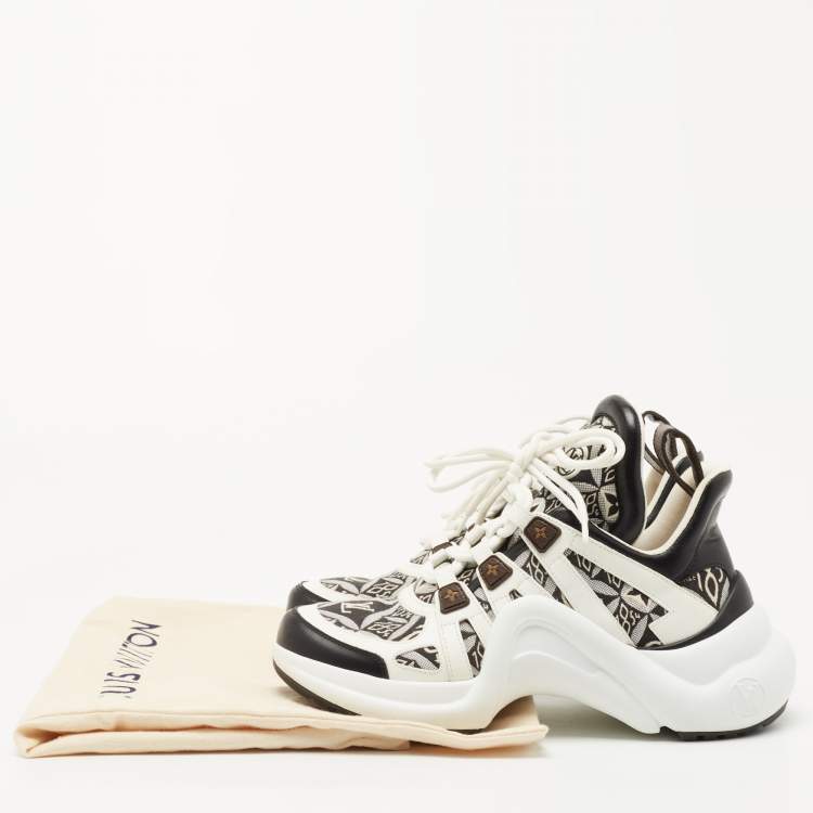 Pre Owned Louis Vuitton White/Black Canvas and Leather Archlight Sneakers Size 38