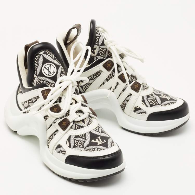 Pre Owned Louis Vuitton White/Black Canvas and Leather Archlight Sneakers Size 38