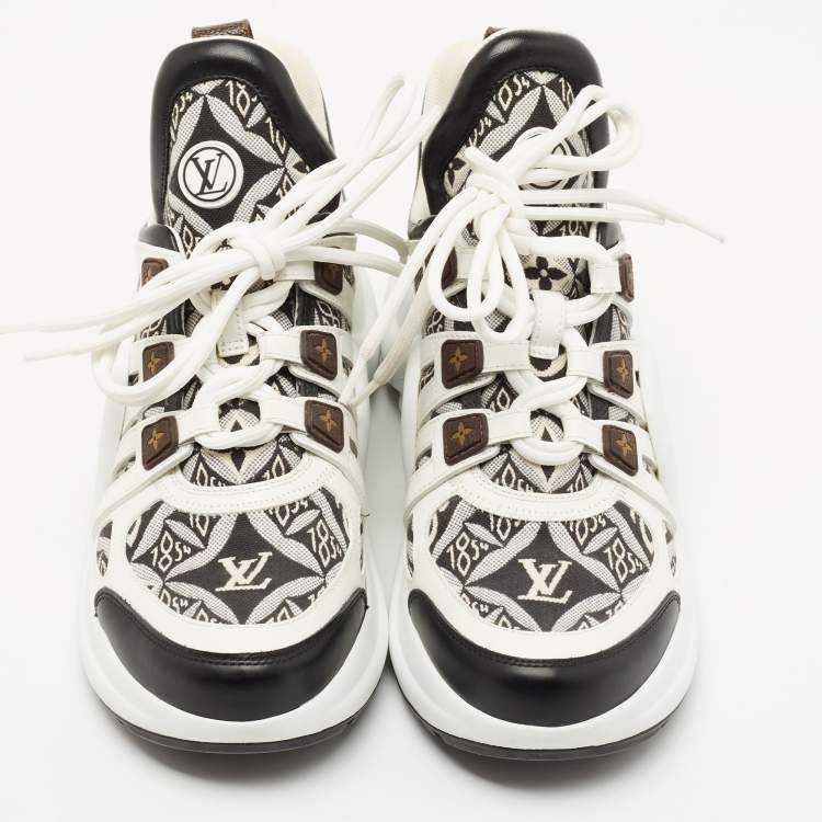 Pre Owned Louis Vuitton White/Black Canvas and Leather Archlight Sneakers Size 38