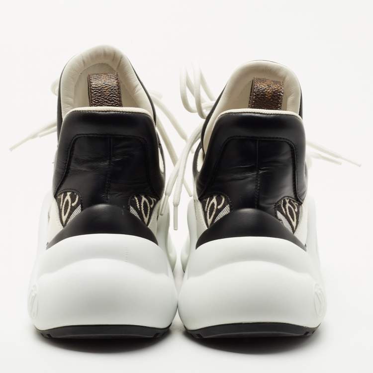 Pre Owned Louis Vuitton White/Black Canvas and Leather Archlight Sneakers Size 38