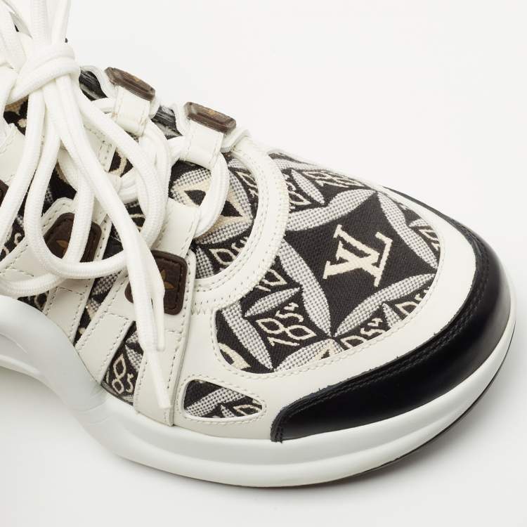 Pre Owned Louis Vuitton White/Black Canvas and Leather Archlight Sneakers Size 38