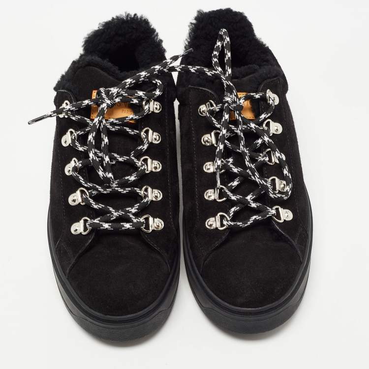 Pre Owned Louis Vuitton Black Suede Low Top Sneakers Size 40
