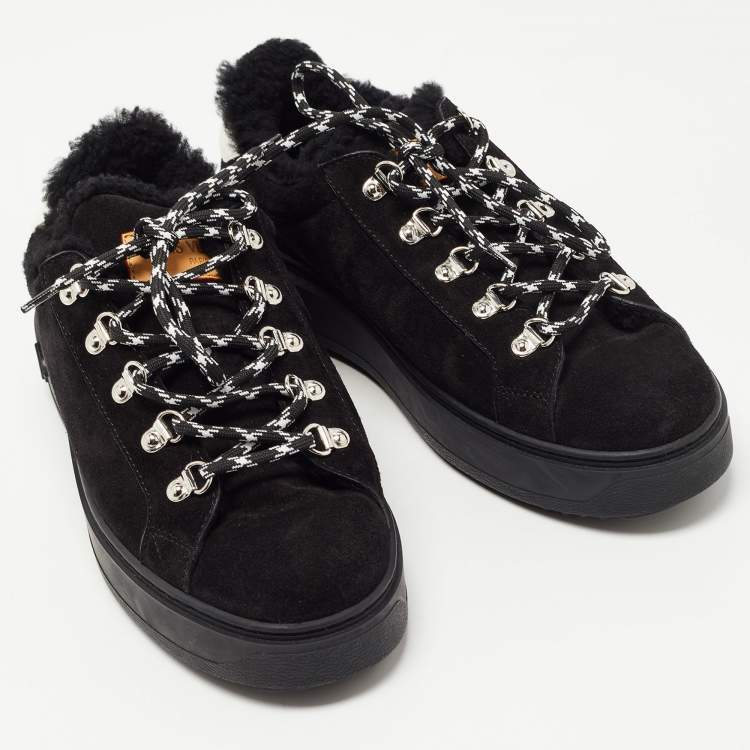 Pre Owned Louis Vuitton Black Suede Low Top Sneakers Size 40