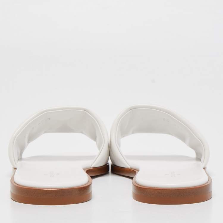 Pre Owned Louis Vuitton White Leather Revival  Slide Fats Size 38.5