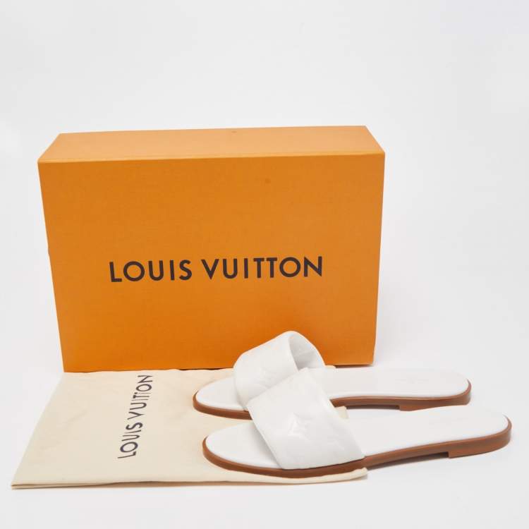 Pre Owned Louis Vuitton White Leather Revival  Slide Fats Size 38.5