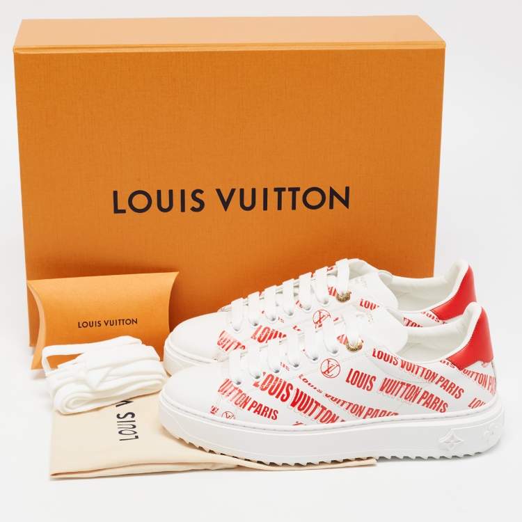 Pre Owned Louis Vuitton White Leather Low Top Sneakers Size 38