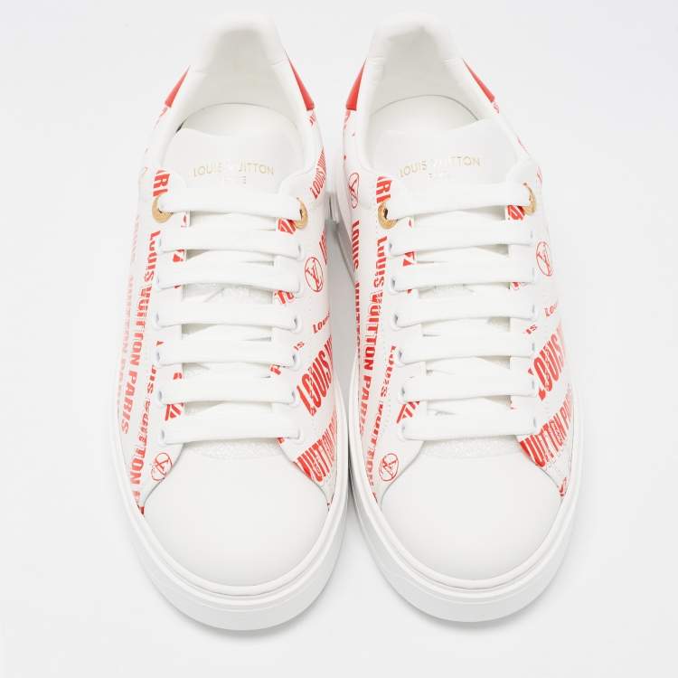 Pre Owned Louis Vuitton White Leather Low Top Sneakers Size 38
