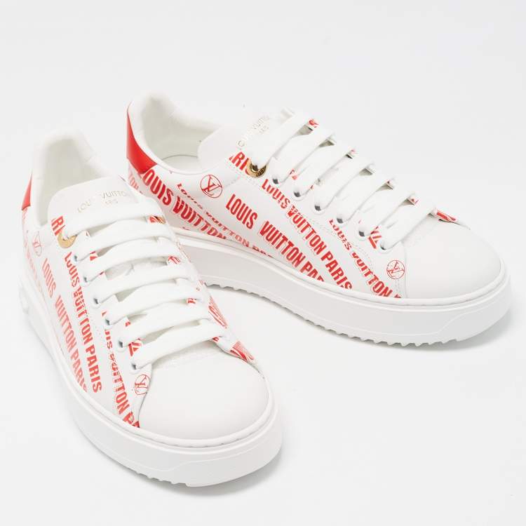 Pre Owned Louis Vuitton White Leather Low Top Sneakers Size 38