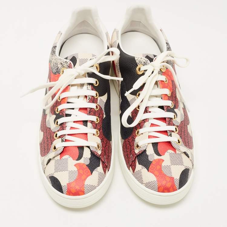 Pre Owned Louis Vuitton Multicolor Damier Azur Canvas And Leather Trim Overcloud Lace Up Sneakers Size 40