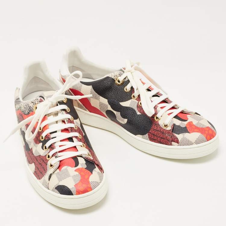 Pre Owned Louis Vuitton Multicolor Damier Azur Canvas And Leather Trim Overcloud Lace Up Sneakers Size 40