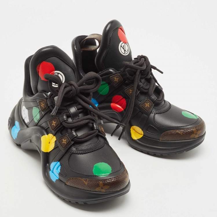 Pre Owned Louis Vuitton Black/Brown Monogram Canvas and Leather Archlight Sneakers Size 37