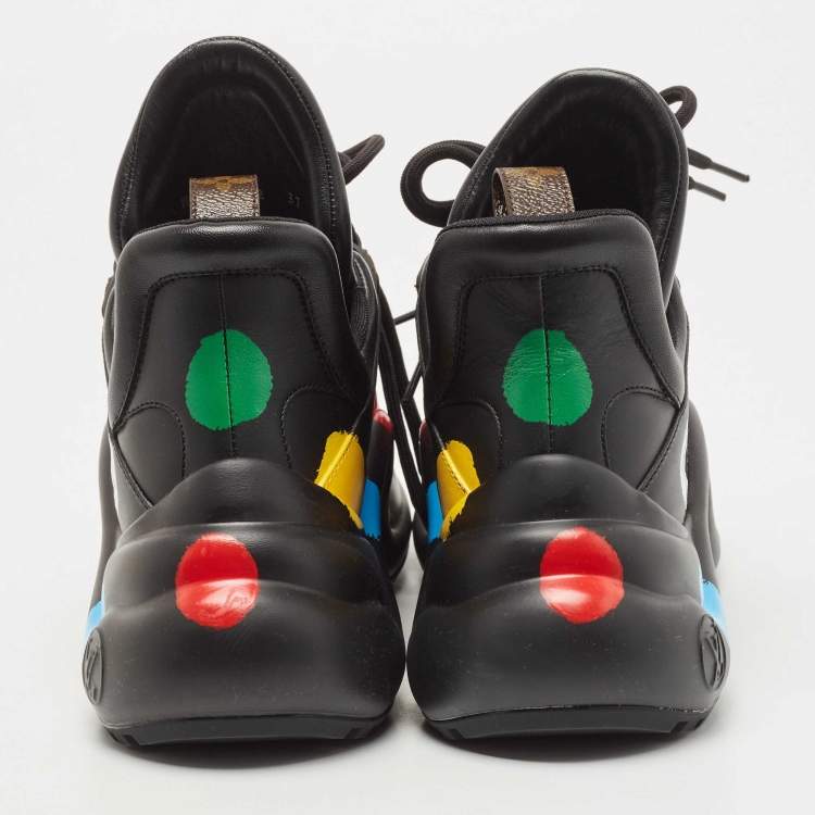 Pre Owned Louis Vuitton Black/Brown Monogram Canvas and Leather Archlight Sneakers Size 37