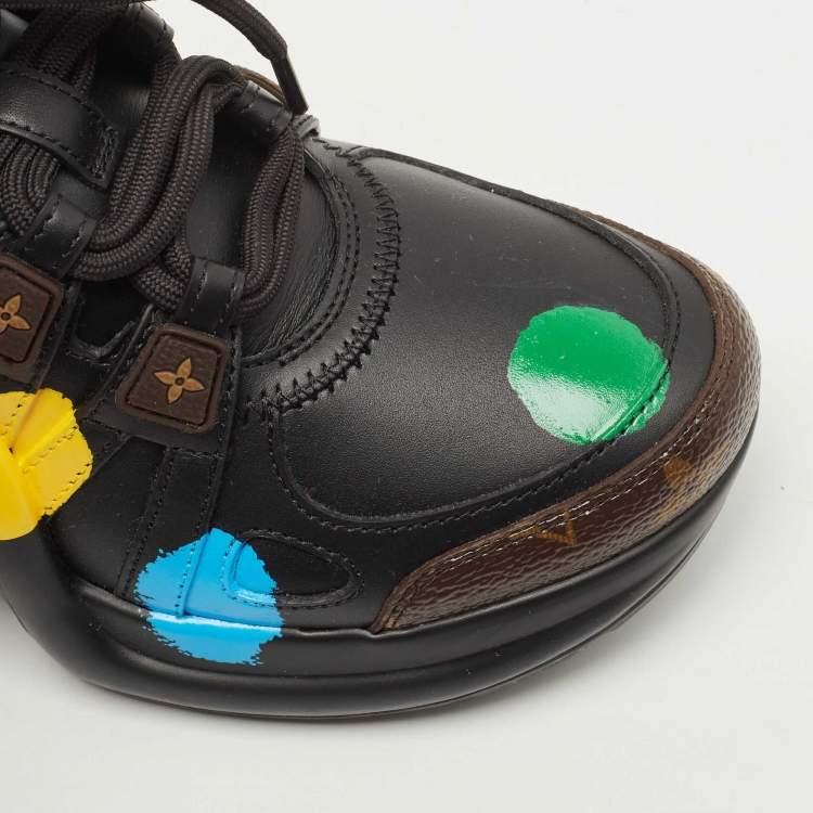 Pre Owned Louis Vuitton Black/Brown Monogram Canvas and Leather Archlight Sneakers Size 37