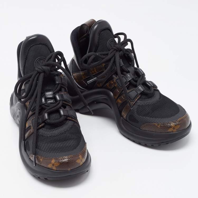 Pre Owned Louis Vuitton Brown/Black Monogram Canvas and Nylon Archlight  Sneakers Size 35