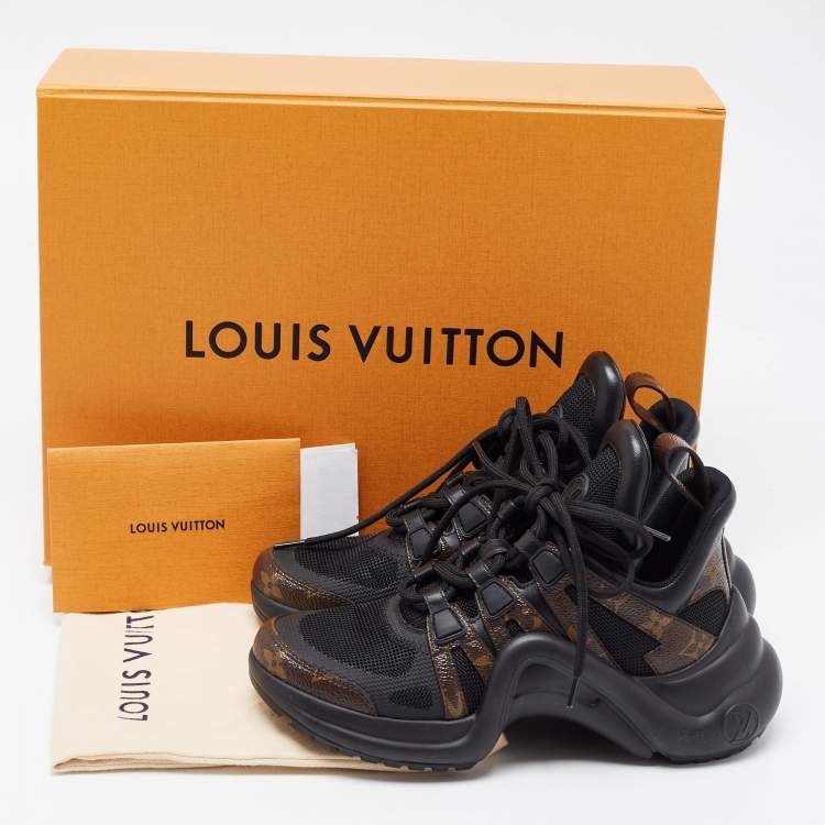 Pre Owned Louis Vuitton Brown/Black Monogram Canvas and Nylon Archlight  Sneakers Size 35