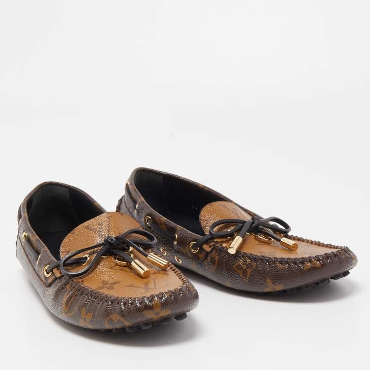Pre Owned Louis Vuitton Brown Monogram Canvas Gloria  Loafers Size 37.5