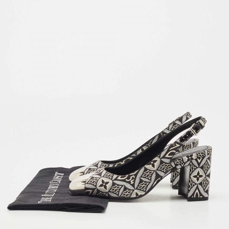 Pre Owned Louis Vuitton Two Tone 1854 Monogram Canvas Slingback Pumps Size 36
