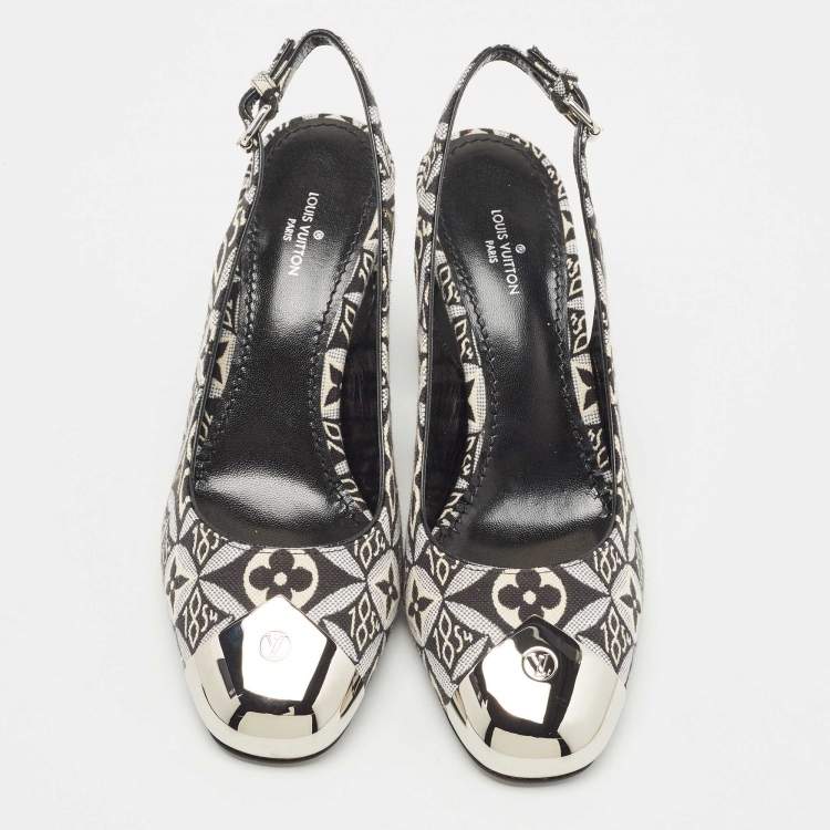 Pre Owned Louis Vuitton Two Tone 1854 Monogram Canvas Slingback Pumps Size 36