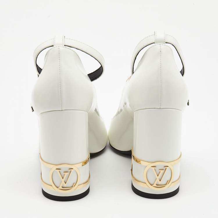 Pre Owned Louis Vuitton White Leather Bliss Multistrap Pumps Size 36.5