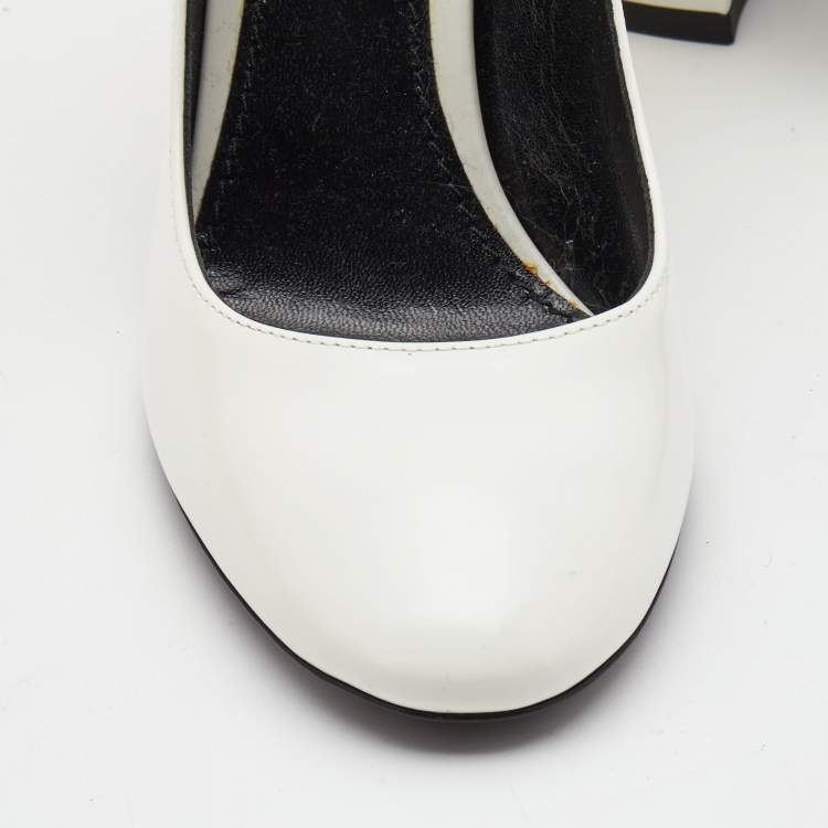 Pre Owned Louis Vuitton White Leather Bliss Multistrap Pumps Size 36.5