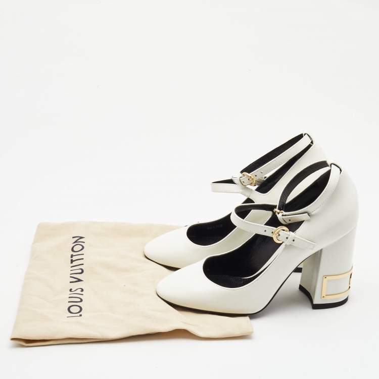 Pre Owned Louis Vuitton White Leather Bliss Multistrap Pumps Size 36.5