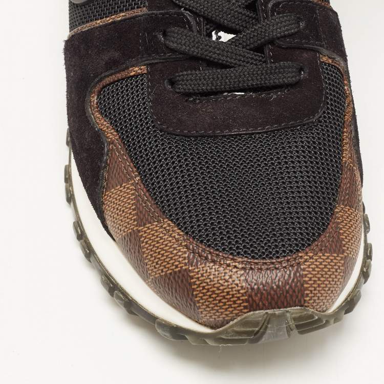 مملوكة مسبقًا Louis Vuitton Black/Brown Mesh and Monogram Canvas Run Away Sneakers Size 39.5