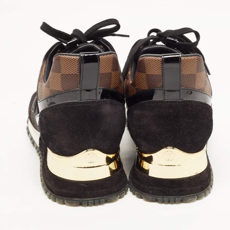 مملوكة مسبقًا Louis Vuitton Black/Brown Mesh and Monogram Canvas Run Away Sneakers Size 39.5