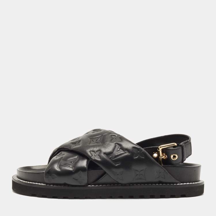 Louis Vuitton Monogram Embossed Leather Paseo Flat Sandals
