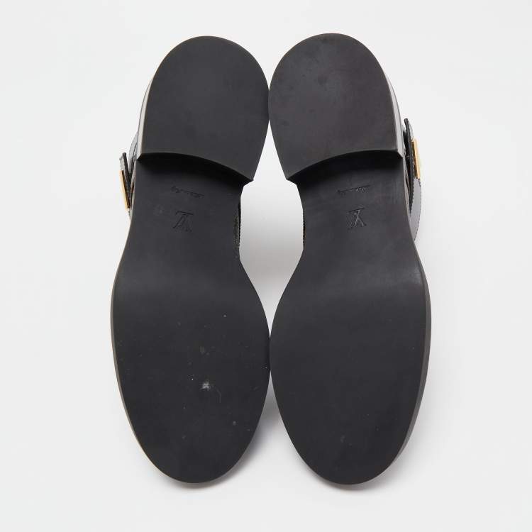Pre Owned Louis Vuitton Brown/Black Monogram Canvas and Leather Wonderland Flat Ranger Boots Size 40