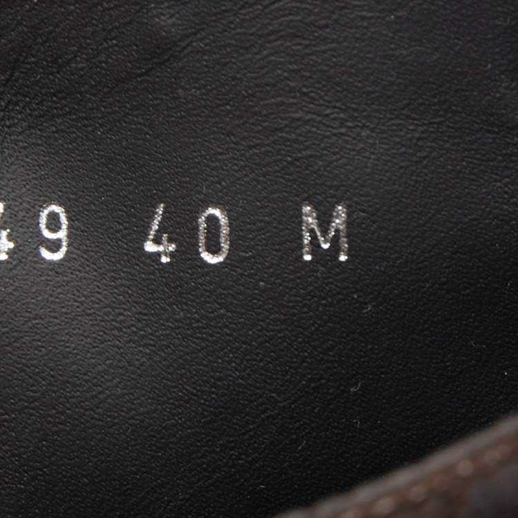 Pre Owned Louis Vuitton Brown/Black Monogram Canvas and Leather Wonderland Flat Ranger Boots Size 40