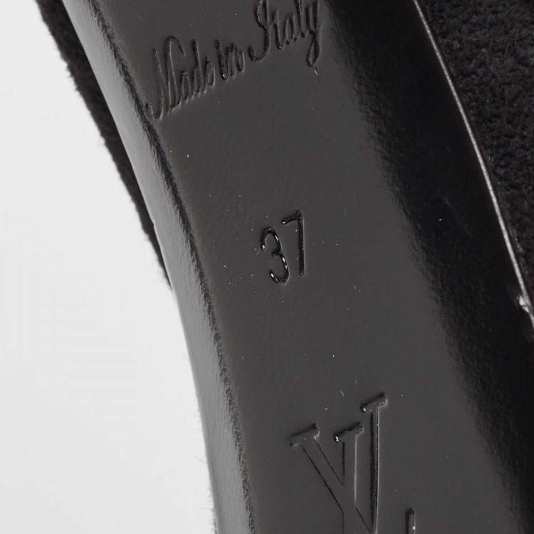 Pre Owned Louis Vuitton Black Suede Ankle Strap Pumps Size 37