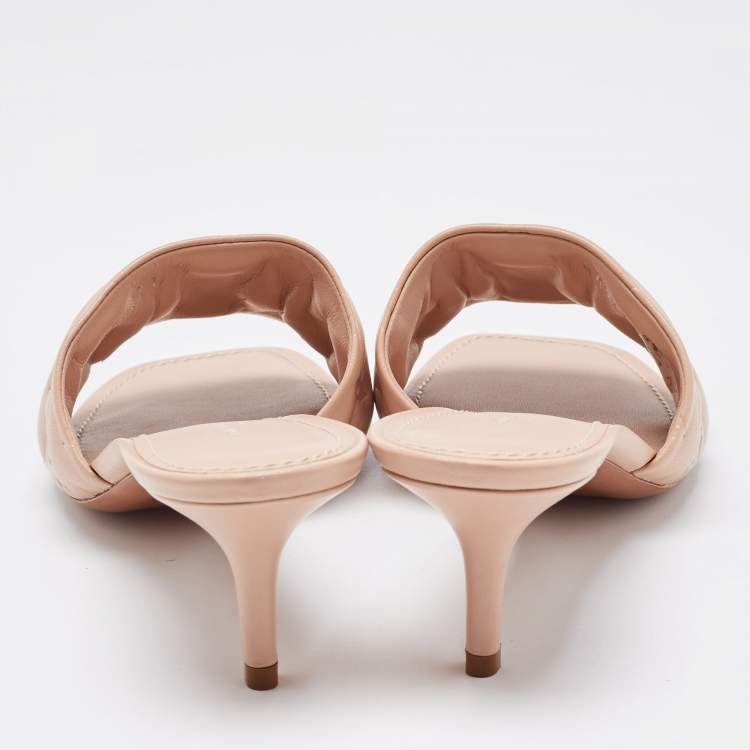 Pre Owned Louis Vuitton Beige Monogram Leather Revival Open Toe Slide Sandals Size 37