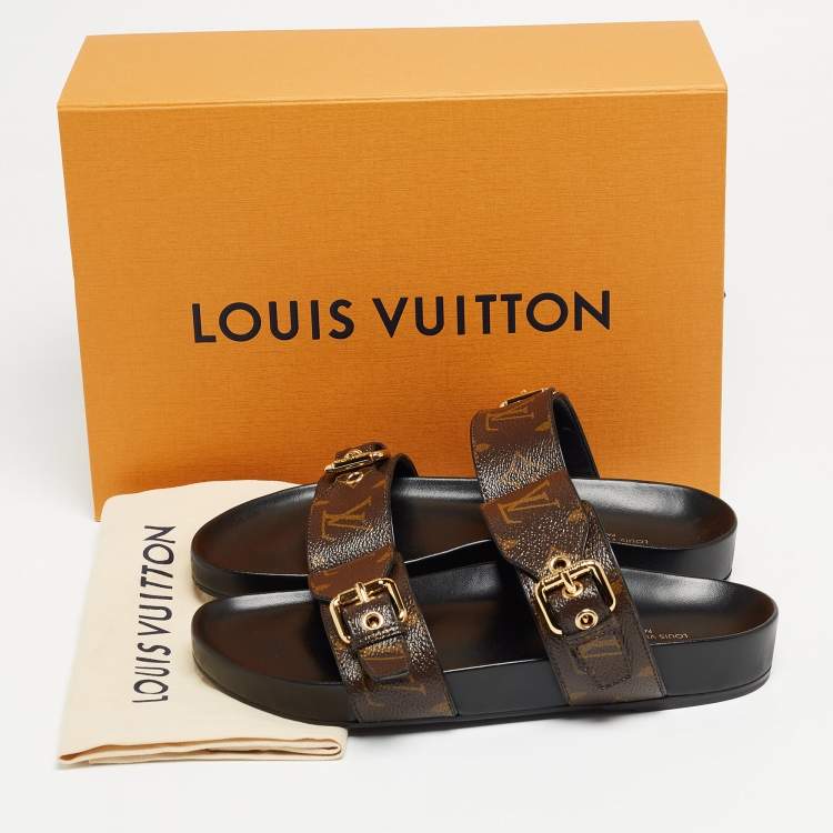 Pre Owned Louis Vuitton Brown Monogram Canvas Bom Dia Flats Size 38
