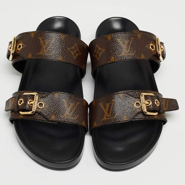 Pre Owned Louis Vuitton Brown Monogram Canvas Bom Dia Flats Size 38