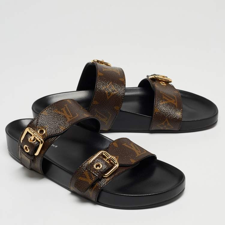 Pre Owned Louis Vuitton Brown Monogram Canvas Bom Dia Flats Size 38