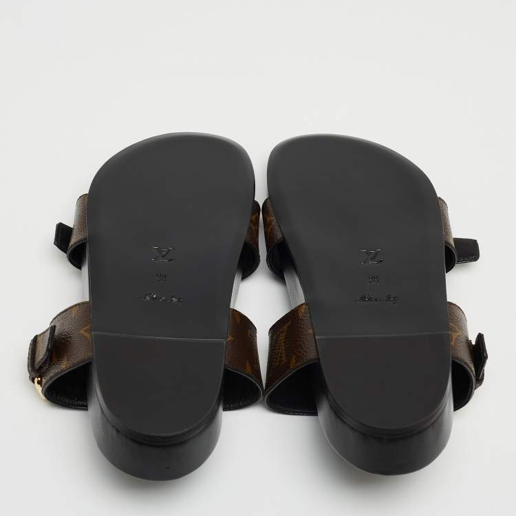 Pre Owned Louis Vuitton Brown Monogram Canvas Bom Dia Flats Size 38