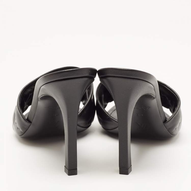 Pre Owned Louis Vuitton Black Leather Revival Mules Sandals Size 38