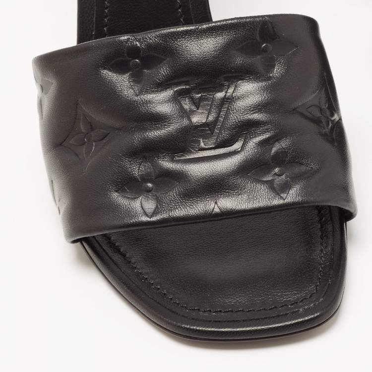 Pre Owned Louis Vuitton Black Leather Revival Mules Sandals Size 38