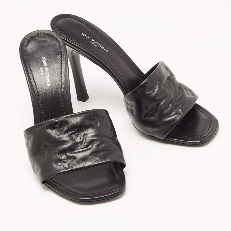 Pre Owned Louis Vuitton Black Leather Revival Mules Sandals Size 38